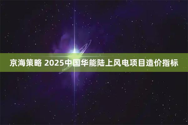 京海策略 2025中国华能陆上风电项目造价指标