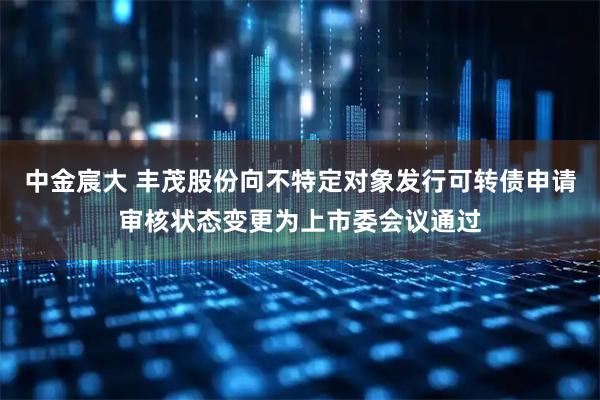 中金宸大 丰茂股份向不特定对象发行可转债申请审核状态变更为上市委会议通过