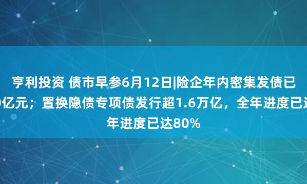 亨利投资 债市早参6月12日|险企年内密集发债已超260亿元；置换隐债专项债发行超1.6万亿，全年进度已达80%